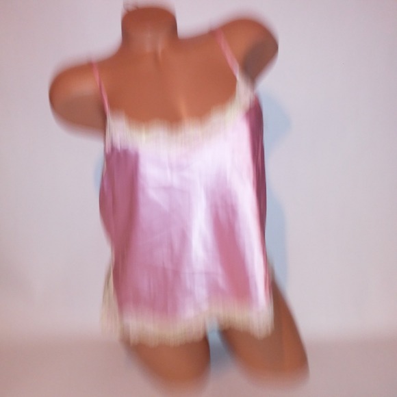 Victoria Secret Camisole Tank Top Vintage Large Pink Yellow Lace Trim Satin - Picture 3 of 8